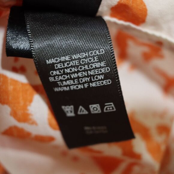 Kenneth Cole Reaction Orange and White Casual Shirt Tropical Pearl Snap LG - Picture 13 of 15